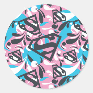 Supergirl Colour Splash Swirls Pattern 6 Classic Round Sticker