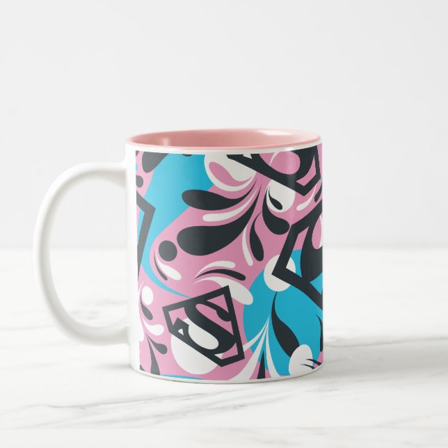 Supergirl Colour Splash Swirls Pattern 6 Two-Tone Coffee Mug (Left)