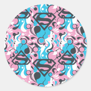 Supergirl Colour Splash Swirls Pattern 7 Classic Round Sticker