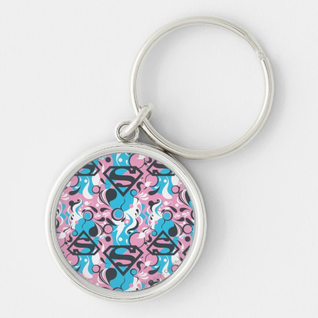Supergirl Colour Splash Swirls Pattern 7 Key Ring (Front)