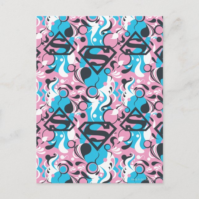 Supergirl Colour Splash Swirls Pattern 7 Postcard (Front)