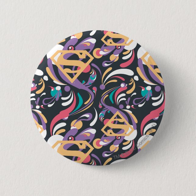 Supergirl Colour Splash Swirls Pattern 8 6 Cm Round Badge (Front)