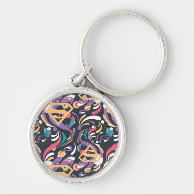 Supergirl Colour Splash Swirls Pattern 8 Key Ring (Front)
