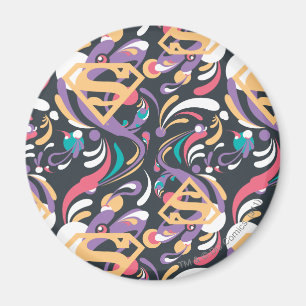 Supergirl Colour Splash Swirls Pattern 8 Magnet