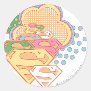 Supergirl Colourful Cloud Logo Classic Round Sticker