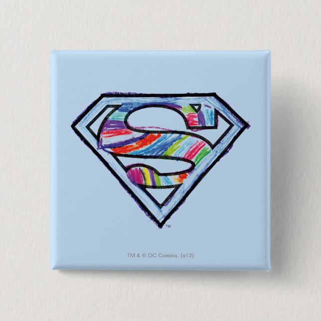 Supergirl Colourful Sketch Logo 15 Cm Square Badge (Front)