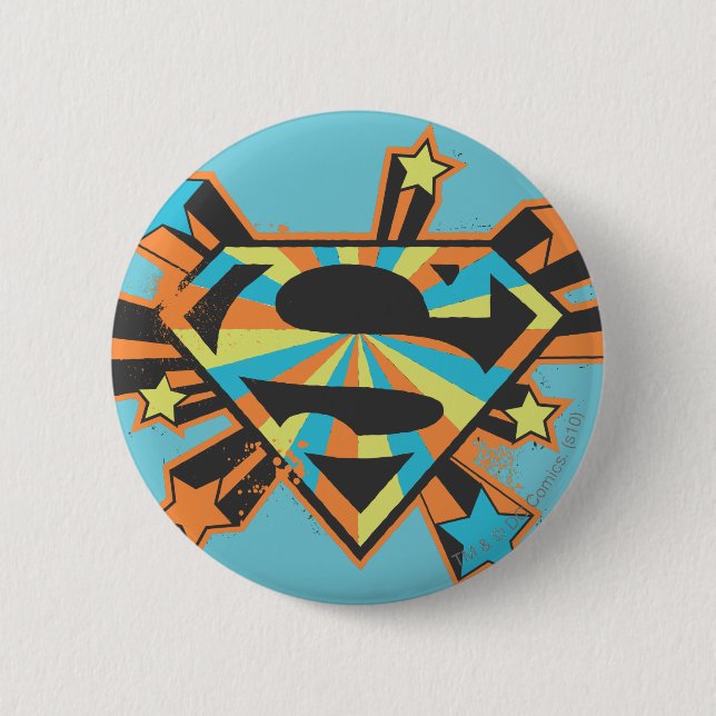 Supergirl Colourful Stars Logo 6 Cm Round Badge (Front)