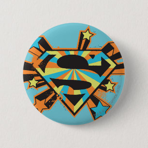Supergirl Colourful Stars Logo 6 Cm Round Badge