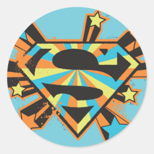 Supergirl Colourful Stars Logo Classic Round Sticker