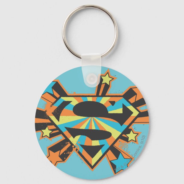 Supergirl Colourful Stars Logo Key Ring (Front)