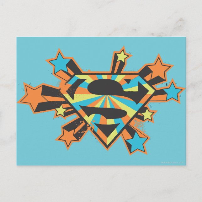 Supergirl Colourful Stars Logo Postcard (Front)