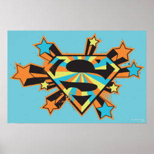 Supergirl Colourful Stars Logo Poster