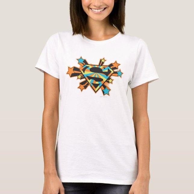Supergirl Colourful Stars Logo T-Shirt (Front)