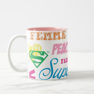 Supergirl Colourful Text Collage Two-Tone Coffee Mug
