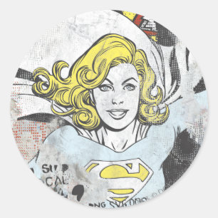 Supergirl Comic Capers 3 Classic Round Sticker