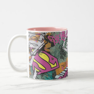 Supergirl Comic Capers Pattern 10 Two-Tone Coffee Mug