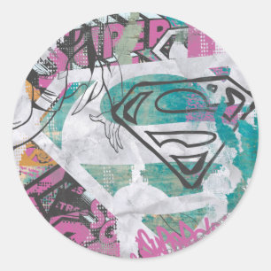 Supergirl Comic Capers Pattern 11 Classic Round Sticker