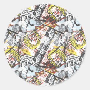 Supergirl Comic Capers Pattern 2 Classic Round Sticker
