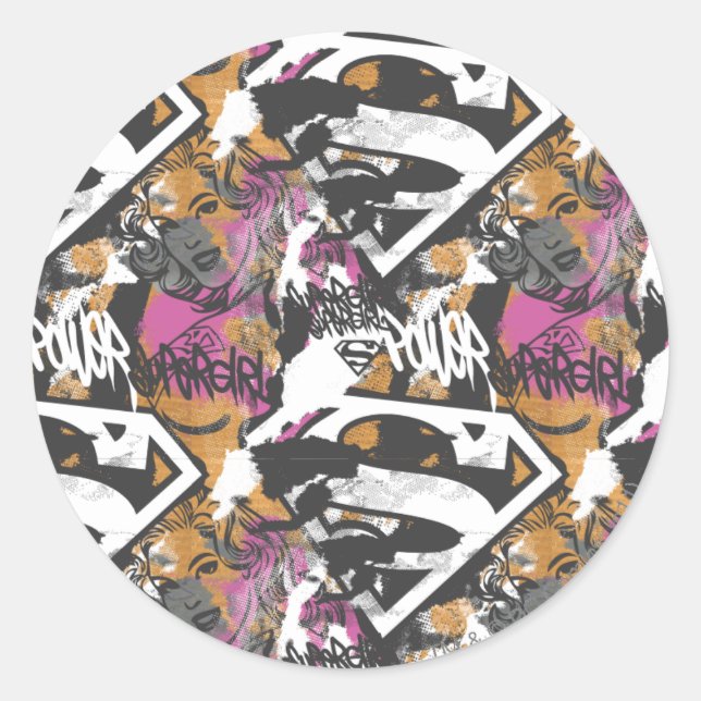 Supergirl Comic Capers Pattern 3 Classic Round Sticker (Front)
