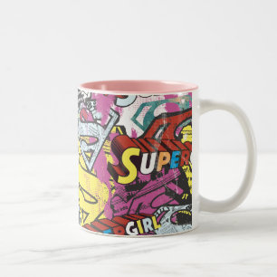 Supergirl Comic Capers Pattern 4 Two-Tone Coffee Mug