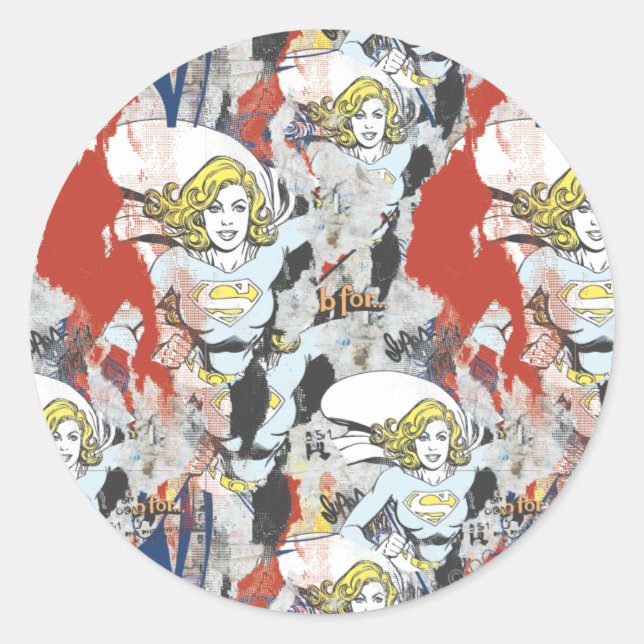 Supergirl Comic Capers Pattern 5 Classic Round Sticker (Front)