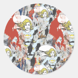 Supergirl Comic Capers Pattern 5 Classic Round Sticker