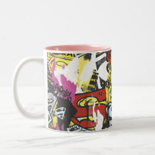 Supergirl Comic Capers Pattern 7 Two-Tone Coffee Mug