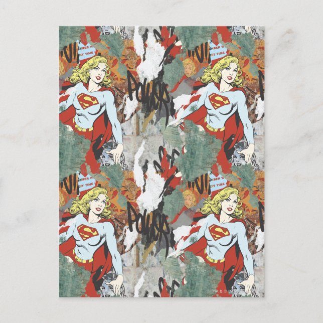 Supergirl Comic Capers Pattern 8 Postcard (Front)