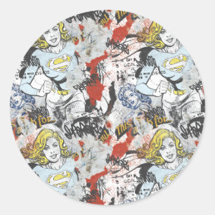 Supergirl Comic Capers Pattern 9 Classic Round Sticker