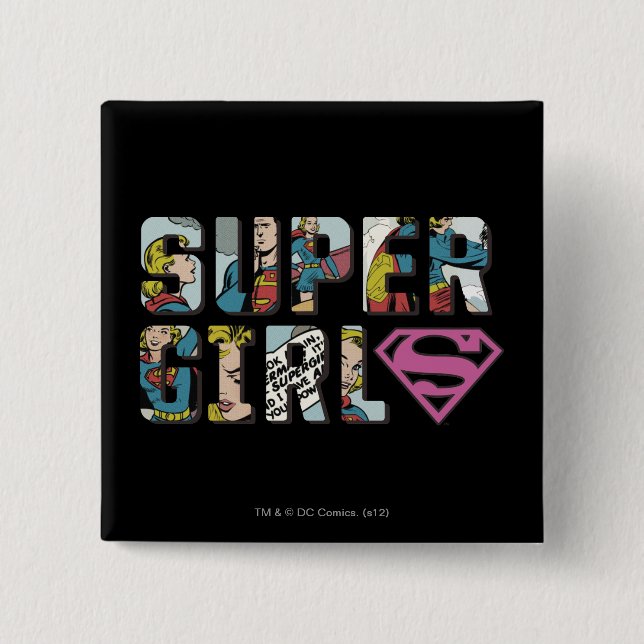 Supergirl Comic Logo 15 Cm Square Badge (Front)
