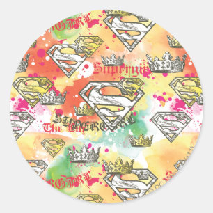 Supergirl Crown Pattern Classic Round Sticker