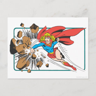 Supergirl Destroys Boulder Postcard