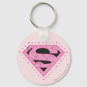 Supergirl Distressed Logo Black and Pink Key Ring