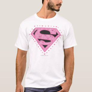 Supergirl Distressed Logo Black and Pink T-Shirt