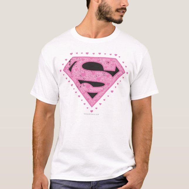 Supergirl Distressed Logo Black and Pink T-Shirt (Front)