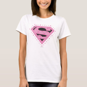Supergirl Distressed Logo Black and Pink T-Shirt