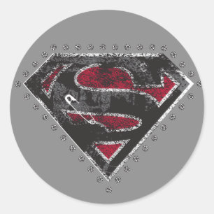 Supergirl Distressed Logo Black and Red Classic Round Sticker