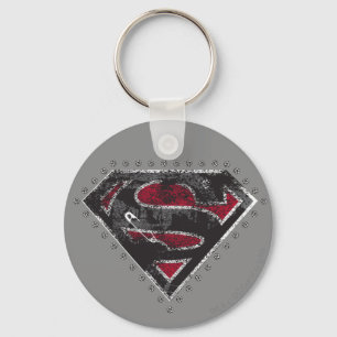 Supergirl Distressed Logo Black and Red Key Ring