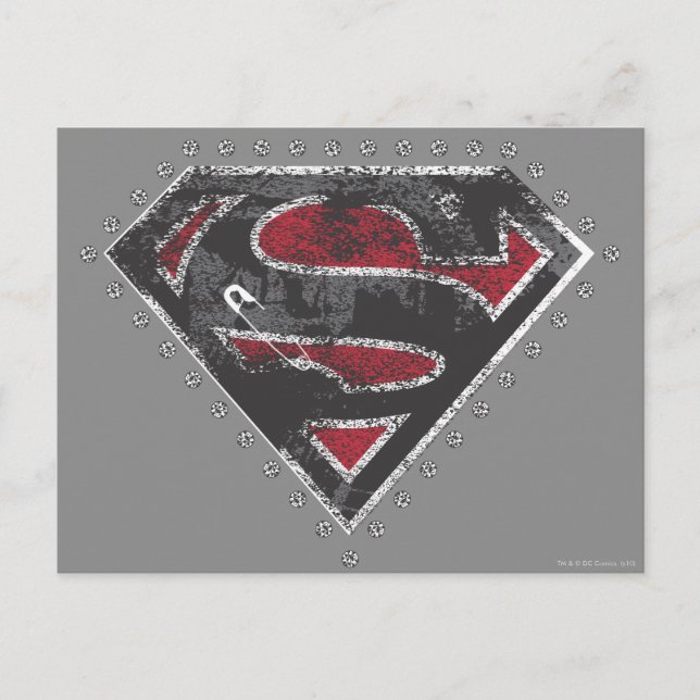 Supergirl Distressed Logo Black and Red Postcard (Front)