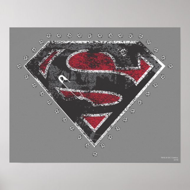 Supergirl Distressed Logo Black and Red Poster (Front)
