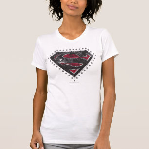Supergirl Distressed Logo Black and Red T-Shirt
