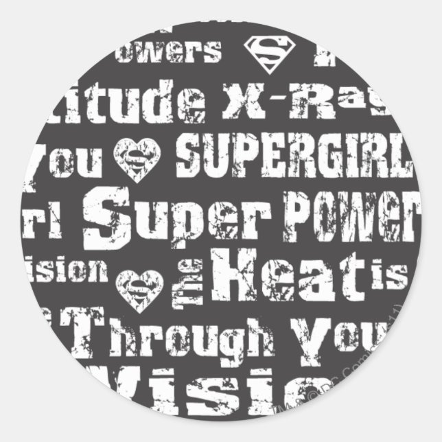 Supergirl Distressed Text Classic Round Sticker (Front)