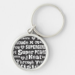 Supergirl Distressed Text Key Ring