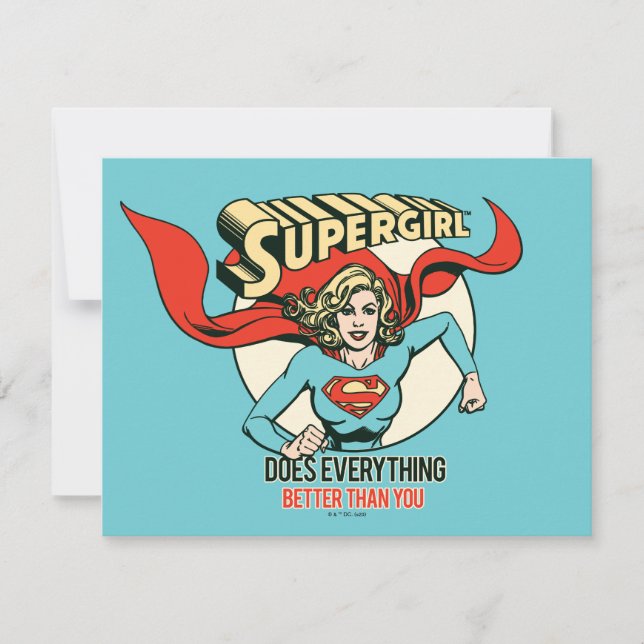 Supergirl Does Everything Better Than You Card (Front)