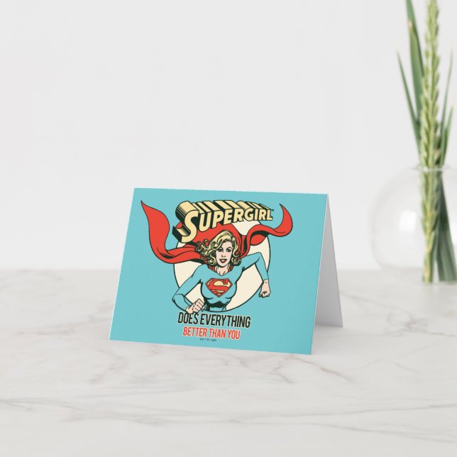 Supergirl Does Everything Better Than You Note Card (Front)