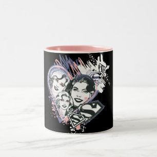 Supergirl Face Collage Two-Tone Coffee Mug