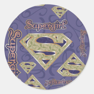 Supergirl Fancy Logo Collage Classic Round Sticker