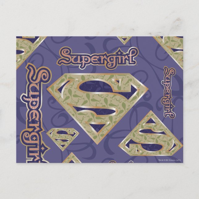 Supergirl Fancy Logo Collage Postcard (Front)