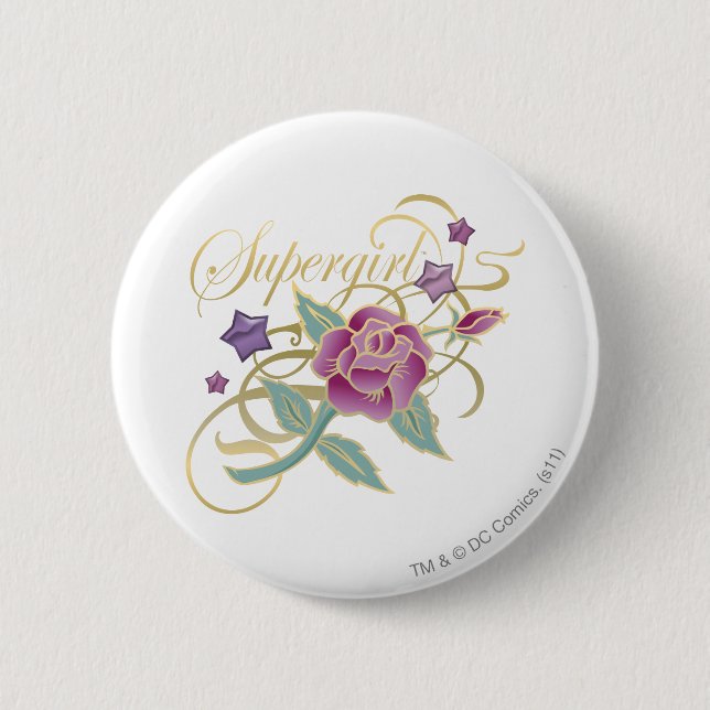 Supergirl Fancy Roses 6 Cm Round Badge (Front)