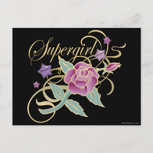 Supergirl Fancy Roses Postcard (Front)